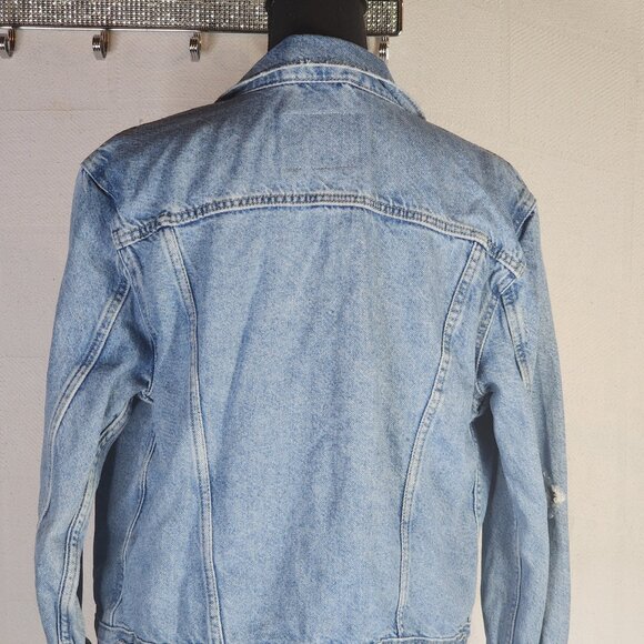 Levi Strauss Medium Wash Distressed Red Label Vintage Original Jean Jacket Sz S - Picture 12 of 16